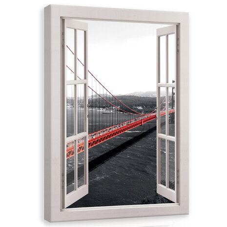 Window view 3D bridge Canvas Schilderij PP14456O20