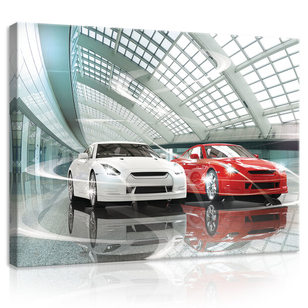 Luxurious Cars Showroom Canvas Schilderij PP20257O1