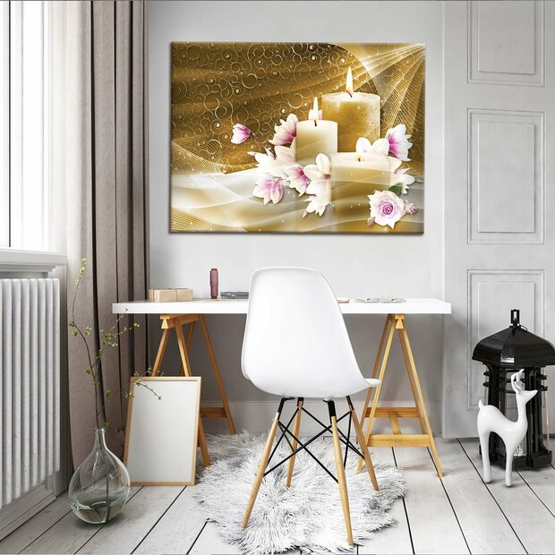 Candles and Magnolia Canvas Schilderij PP10674O1