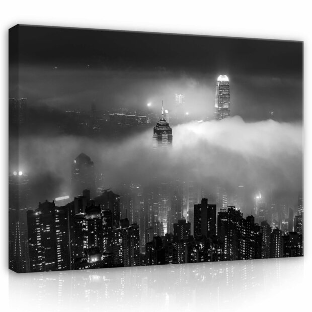 Architecture city skyscrapers night Canvas Schilderij PP14612O1