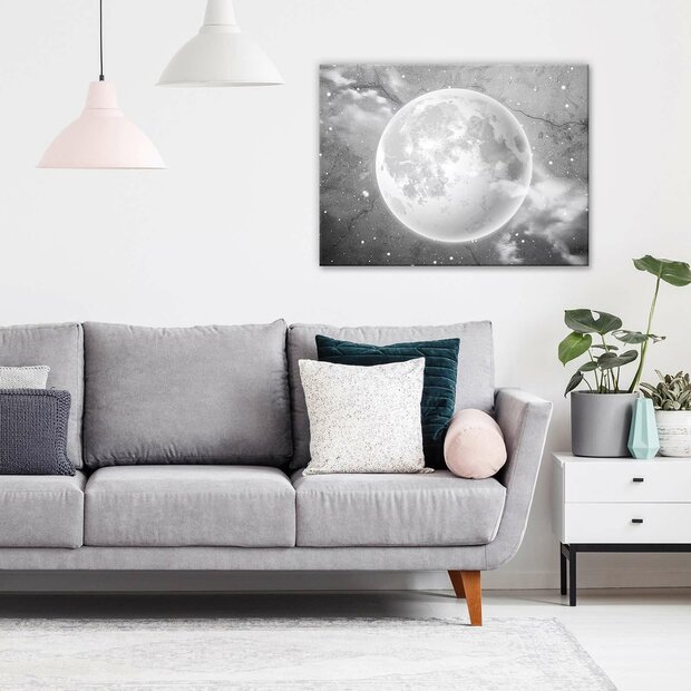 Moon on concrete - black and white Canvas Schilderij PP13574O1