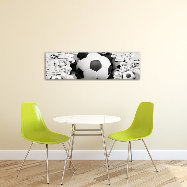 3D Footballs in Brickwall Canvas Schilderij PP20107O3