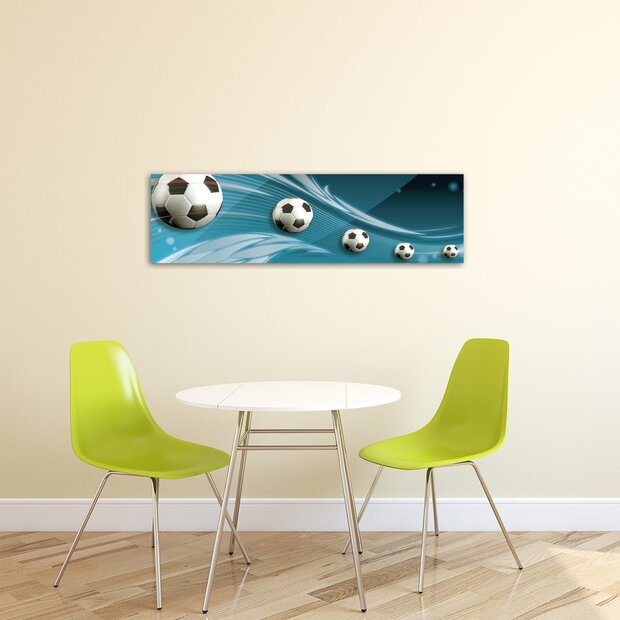Footballs on Blue Background Canvas Schilderij PP20098O3