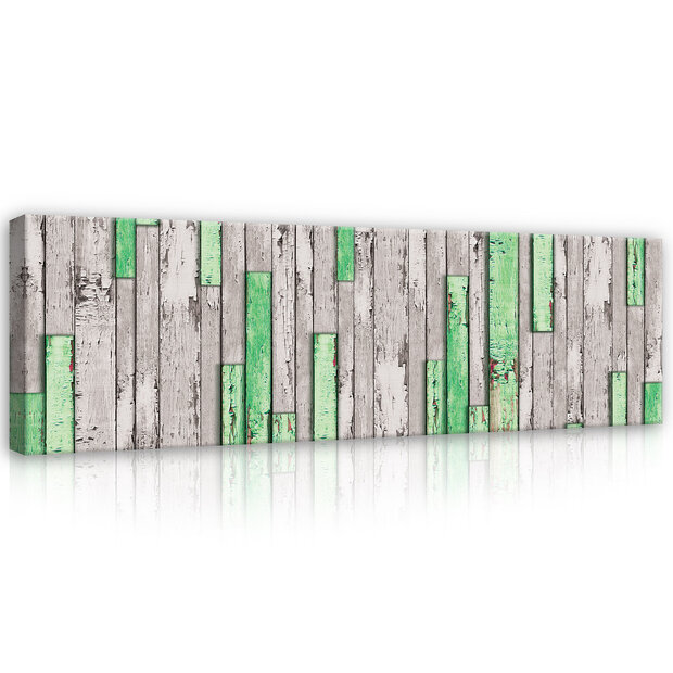 Gray and Green Tattered Planks Canvas Schilderij PP20143O3