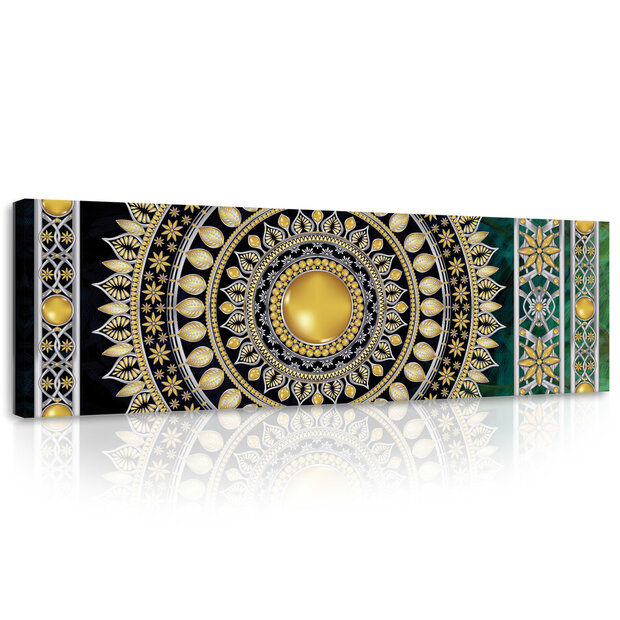 Golden Mandala in Emerald Canvas Schilderij PP10121O3