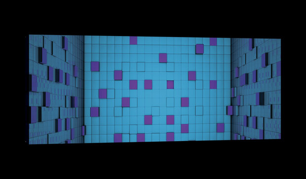 3D Room Made of Blue Cubes  Canvas Schilderij PP20184O3