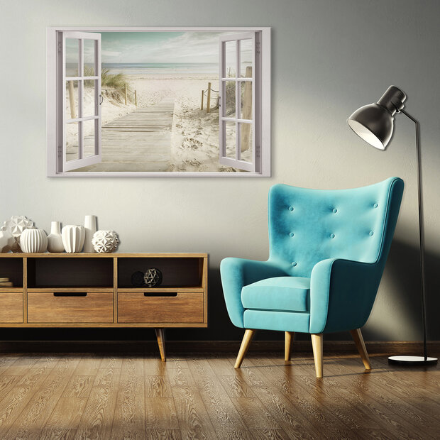 Window - Beach Canvas Schilderij PP14048O20