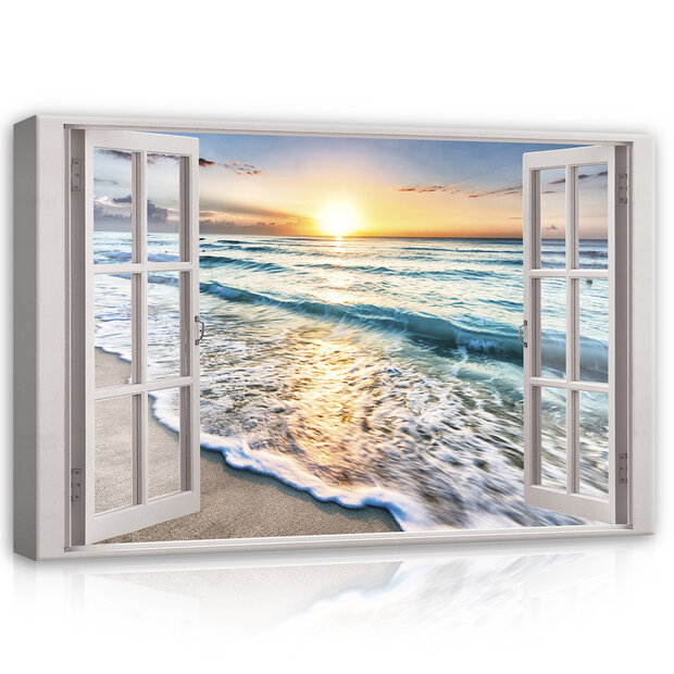 Window - Beach Canvas Schilderij PP14052O20