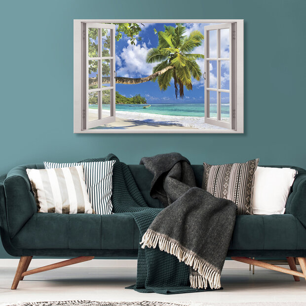Window - Tropical Beach Canvas Schilderij PP14053O20