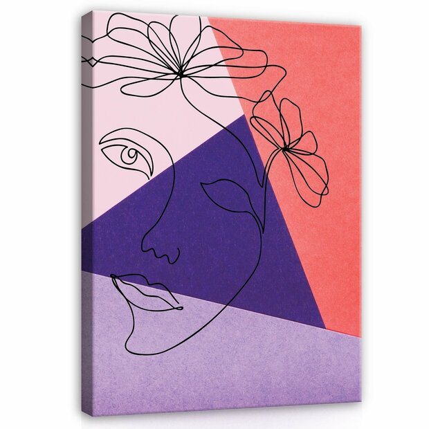 Line Art Woman Face Canvas Schilderij PP14063O1