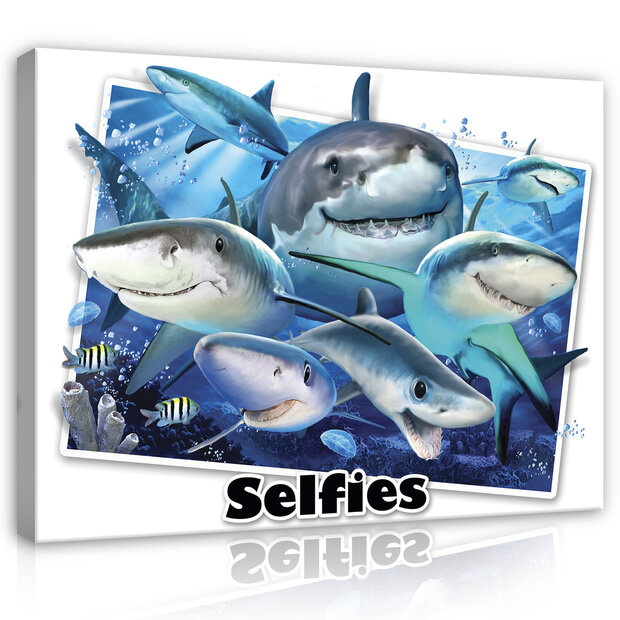 Sharks- Selfies Canvas Schilderij PP12814O1