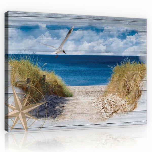 Beach on the boards Canvas Schilderij PP10026O1