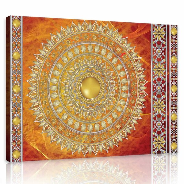 Golden Mandala in Red Canvas Schilderij PP10119O1