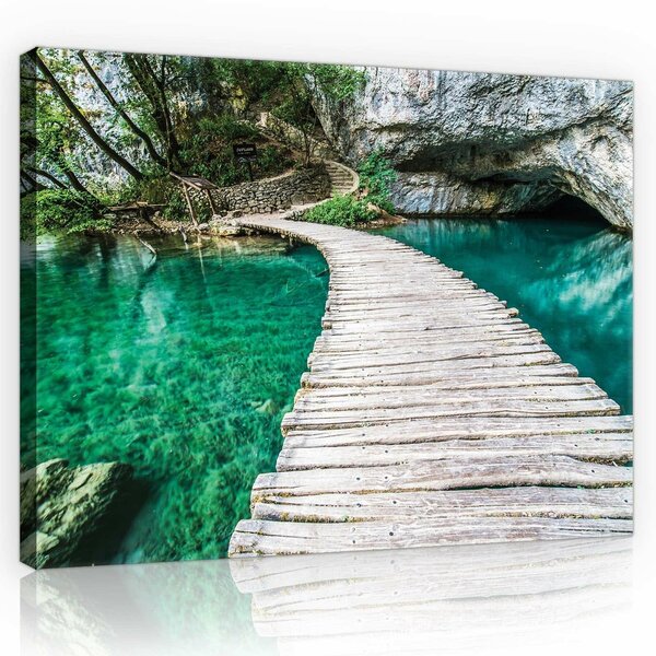 Bridge on a Turquoise Pond Canvas Schilderij PP10220O1