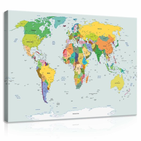 Physical Map of the World Canvas Schilderij PP10253O1