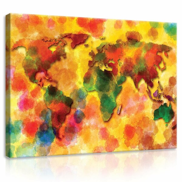 Colourful World Map Canvas Schilderij PP10423O1