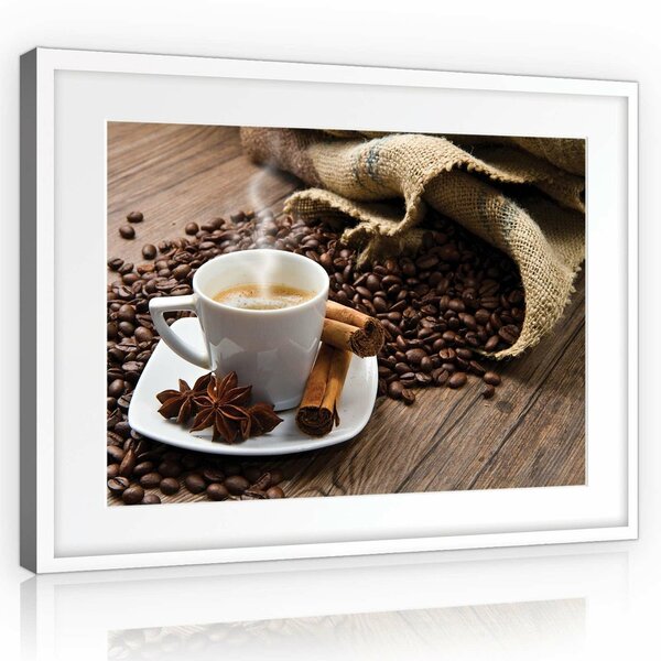 Coffee Beans and Cup Canvas Schilderij PP10918O1