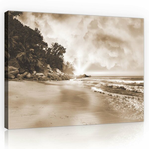 Beach Sepia Canvas Schilderij PP10964O1