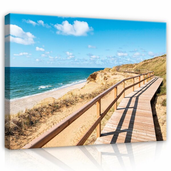 Landscape Beach Sea Wooden Path Canvas Schilderij PP14108O1