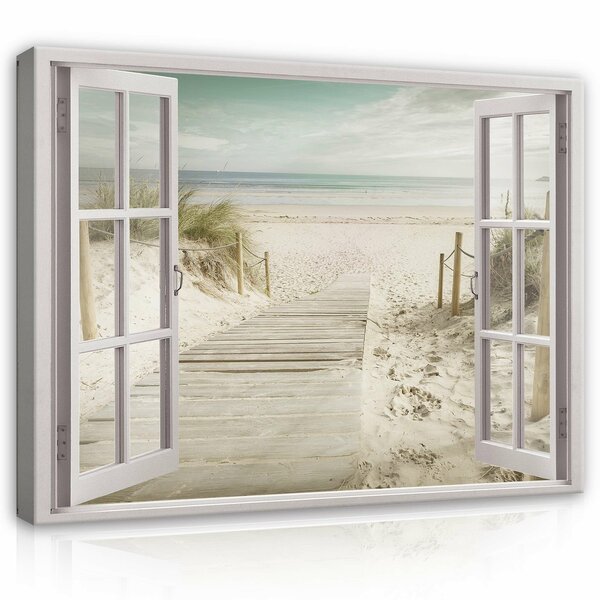 Window - Beach Canvas Schilderij PP14048O1
