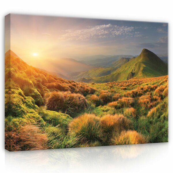 Landscape nature mountains grass Canvas Schilderij PP14599O1