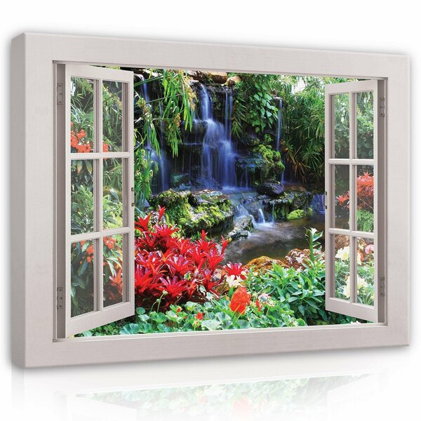 View window 3D jungle Canvas Schilderij PP14459O1