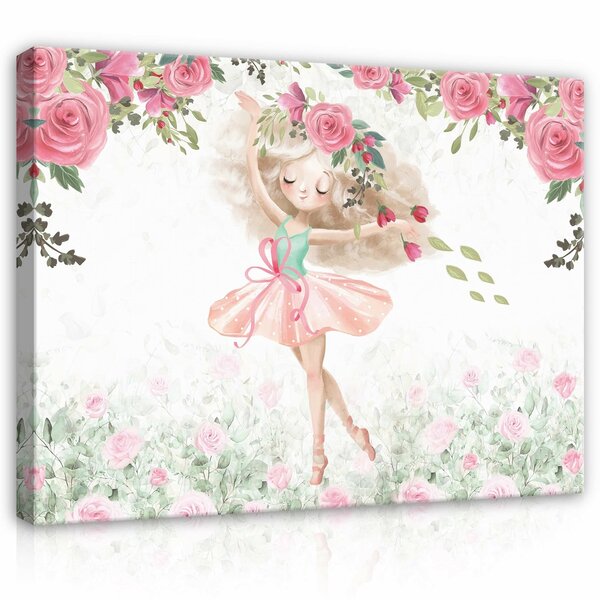 For kids ballerina flowers painting Canvas Schilderij PP14418O1