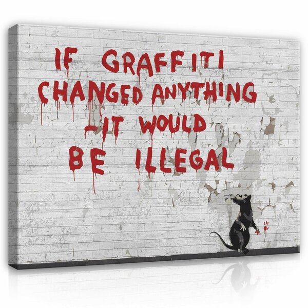 Rat and Writing on the Wall Banksy Canvas Schilderij PP2084O1