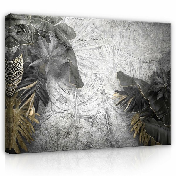 Structure leaves concrete wall Canvas Schilderij PP14516O1