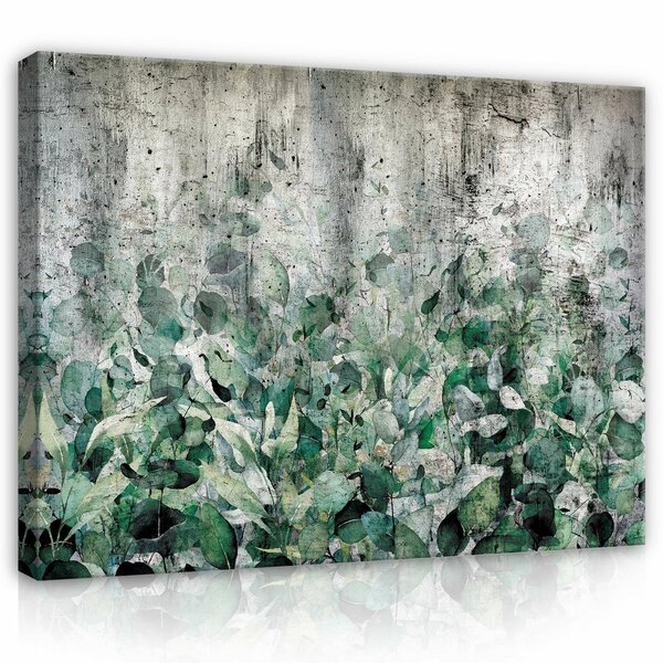 Structure concrete leaves wall Canvas Schilderij PP14515O1