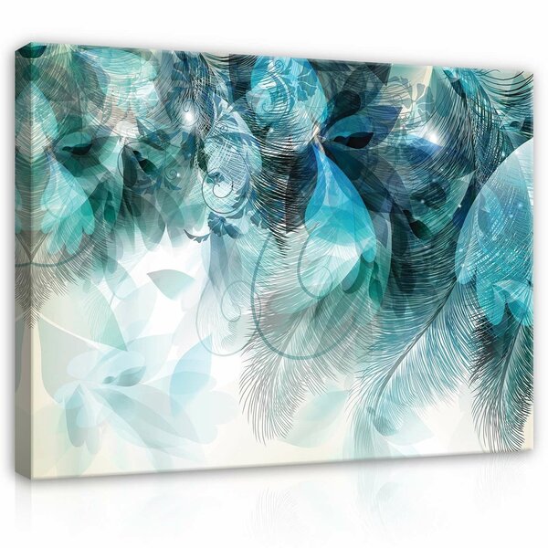 Turquoise Leaves Canvas Schilderij PP13767O1