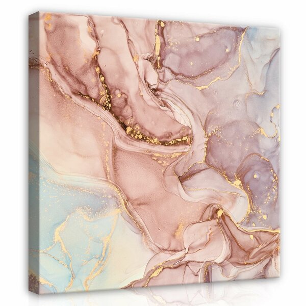 Structures Marble Pastel Gold Abstract Canvas Schilderij PP14103O2