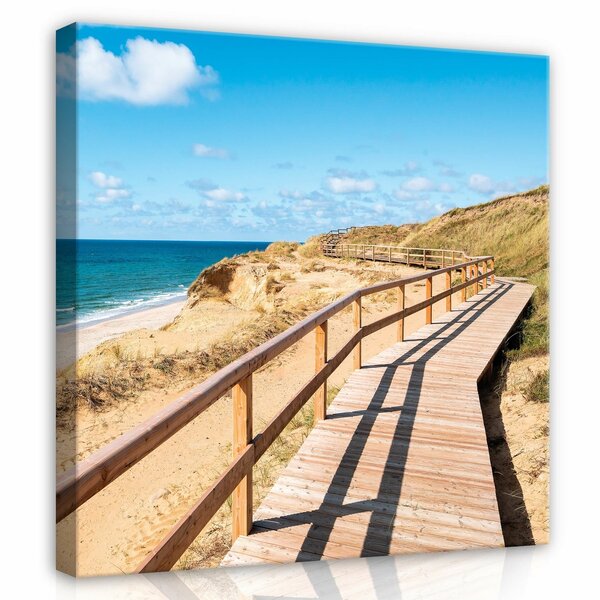 Landscape Beach Sea Wooden Path Canvas Schilderij PP14108O2