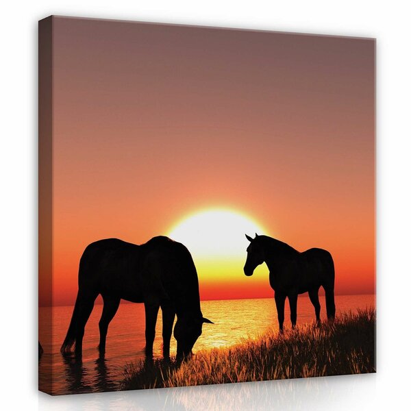 Horses and sunset Canvas Schilderij PP13603O2