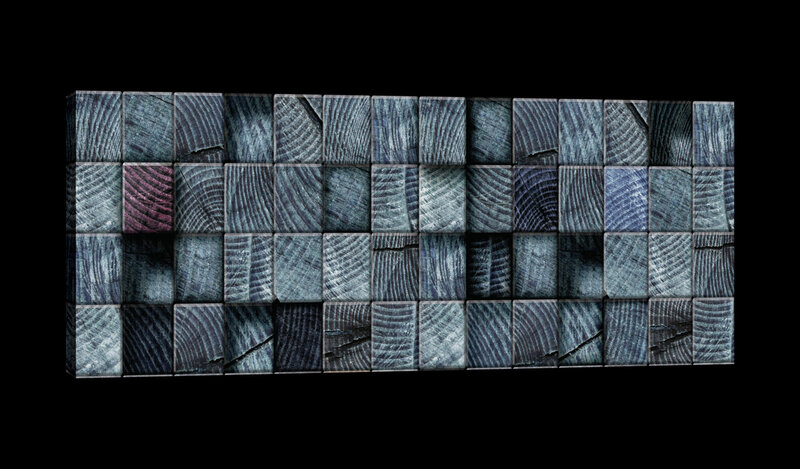 Blue Wooden Cubes Canvas Schilderij PP20141O3