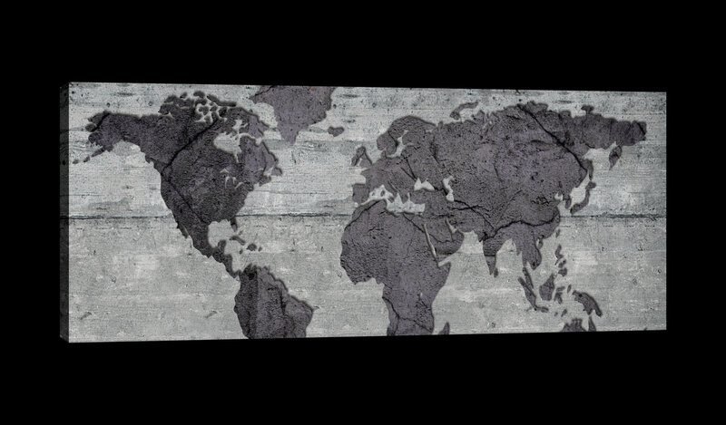 World Map on Concrete Canvas Schilderij PP20273O3