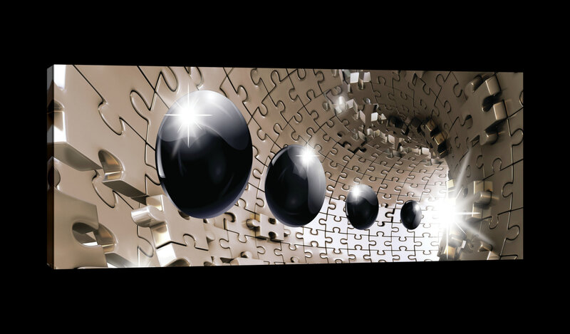 3D Puzzle Tunnel with Black Spheres Canvas Schilderij PP20160O3