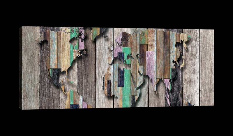 World Map on Colourful Boards Canvas Schilderij PP20271O3