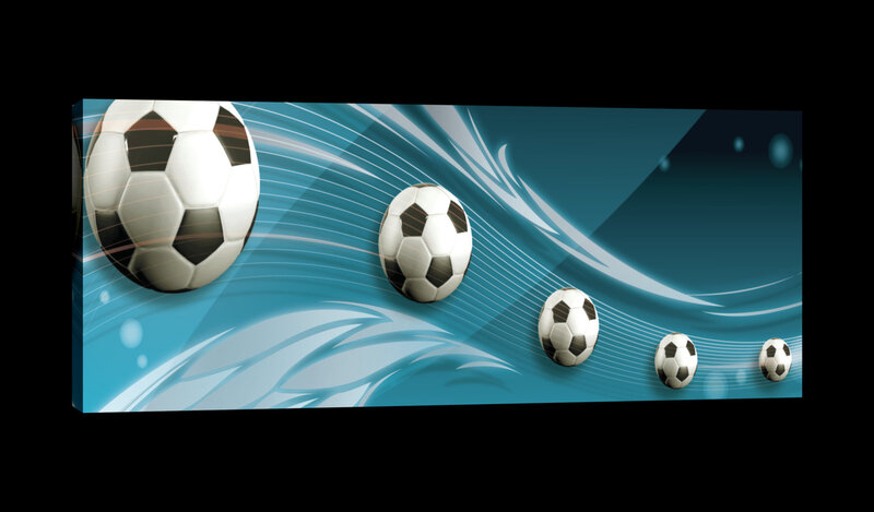 Footballs on Blue Background Canvas Schilderij PP20098O3