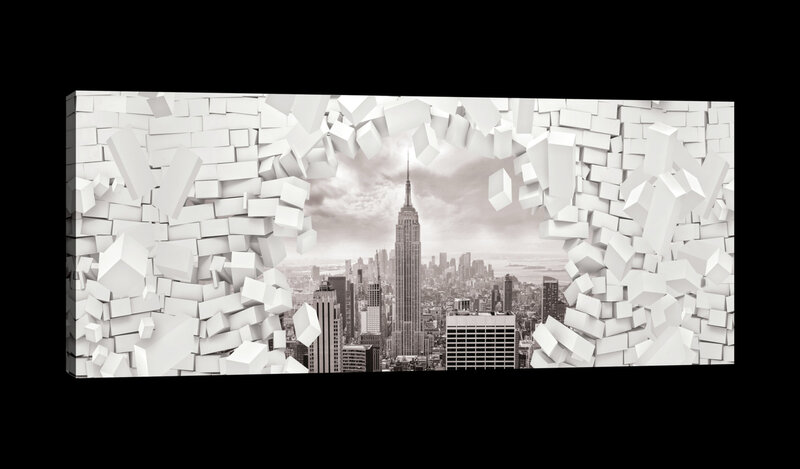 New York and 3D Brickwall Canvas Schilderij PP20089O3