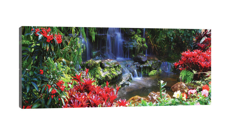 Waterfall in Colourful Jungle Canvas Schilderij PP20012O3