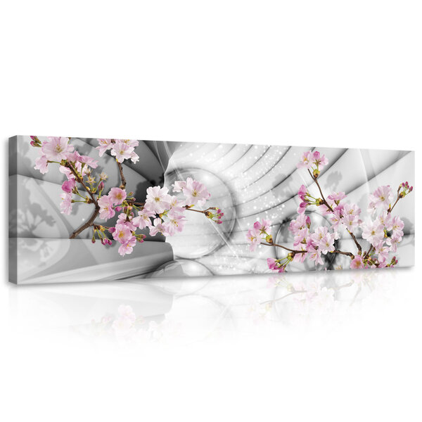 3D Tunnel with Flowers Canvas Schilderij PP10200O3