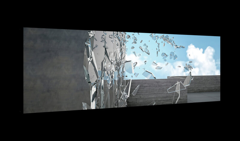 Smashed Glass Window Canvas Schilderij PP20180O3