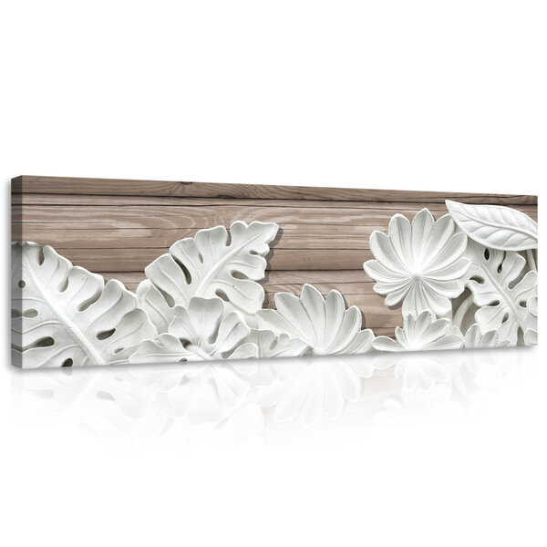 Alabaster Flowers on Wooden Planks Canvas Schilderij PP10136O3