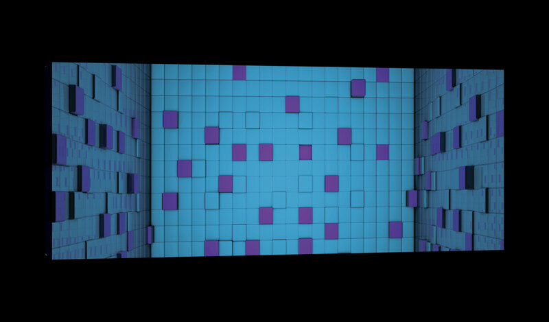 3D Room Made of Blue Cubes  Canvas Schilderij PP20184O3