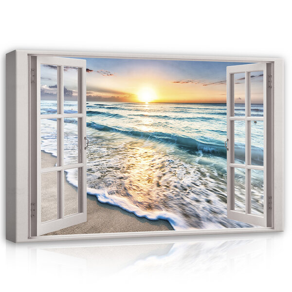 Window - Beach Canvas Schilderij PP14052O20