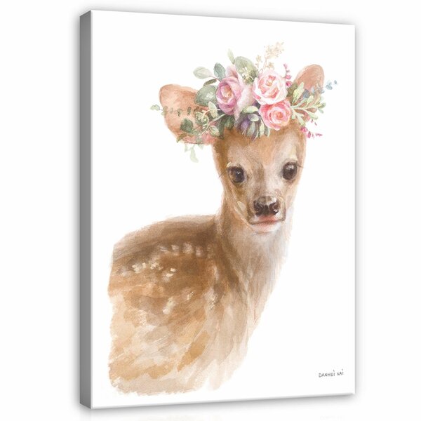 For Children Animals Deer Flowers Canvas Schilderij PP14395O1