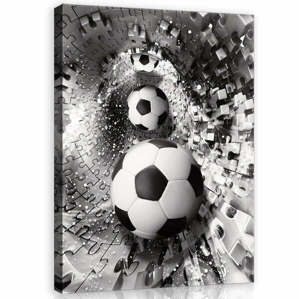 Footballs in 3D Puzzle Tunnel Canvas Schilderij PP20096O1