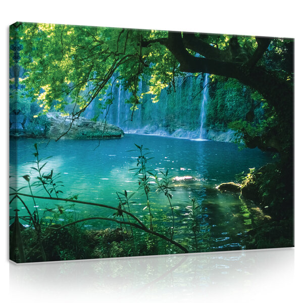 Mysterious Turquoise Lake Canvas Schilderij PP1508O1