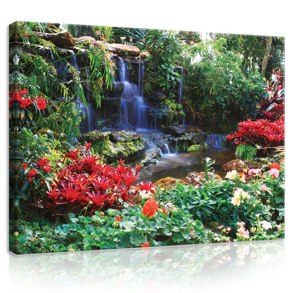 Waterfall in Colourful Jungle Canvas Schilderij PP20012O1